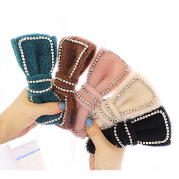 mollette per capelli  spinki do New Solid Fleece Rhinestone Bowknot Autumn Winter Big Barrettes Fashion Hair Accessories Hairpin Korean Spring Clip Dropshiping